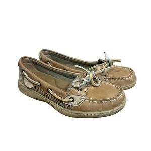 Sperry Top-Sider Boat Shoes Beige Leather 7M Nautical Classic Coastal Preppy